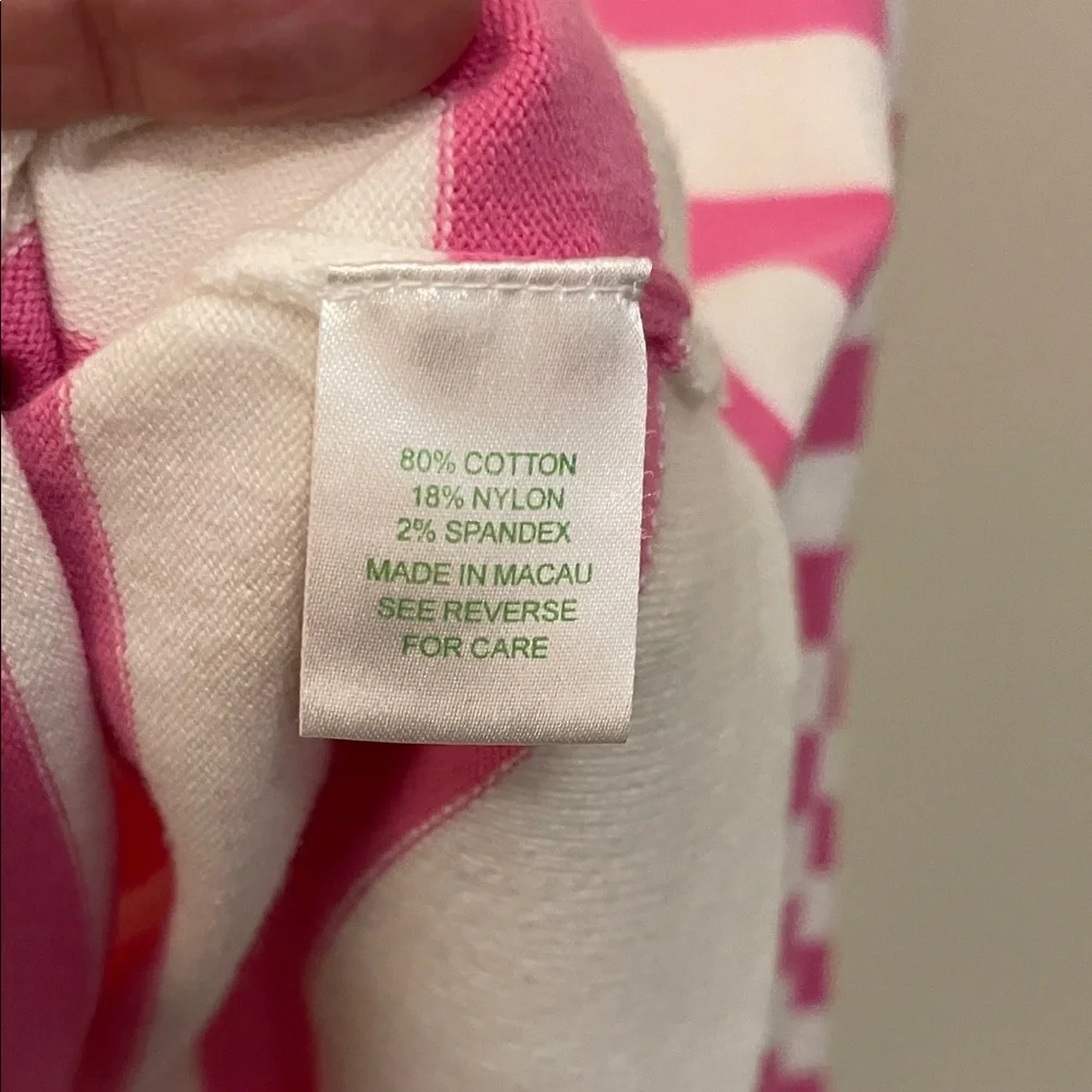 Lilly Pulitzer Pink and White V-Neck Sweater - Picture 2 of 8